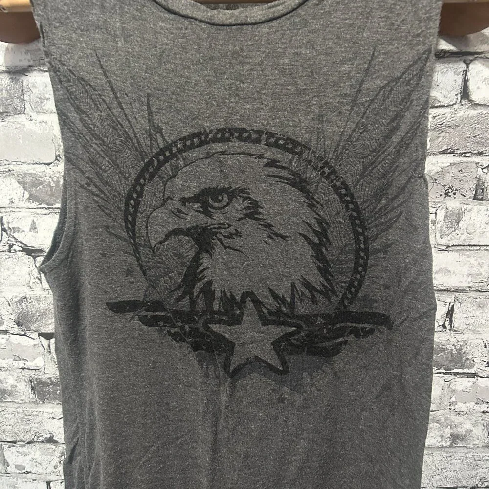 EUC Vox Populi Grey Bald Eagle Sleeveless Graphic Shirt Size Small - Picture 3 of 10